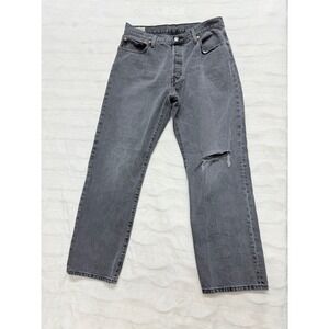 Levi's Premium 501 Gray Wash Distressed Button Fly Denim‎ Jeans W33 L32